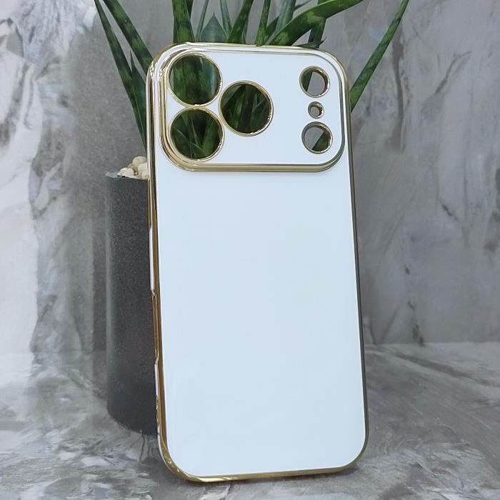 iPhone 17 Pro. Накладка, Simple Yug, белый и золотой
