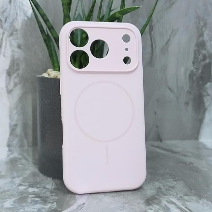 iPhone 17 Pro. Накладка, Silicone Slim Mag, светло-розовый