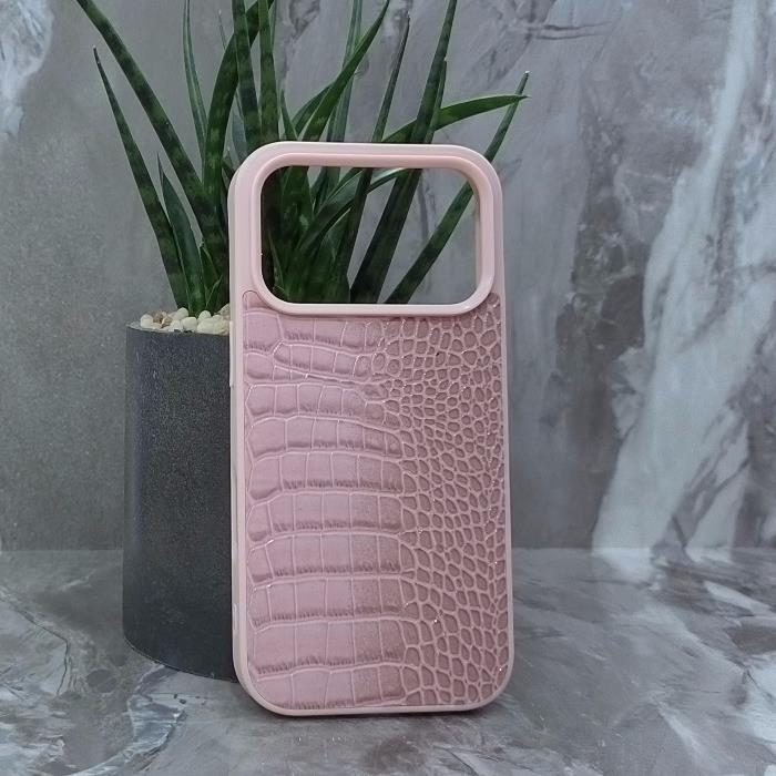iPhone 17 Pro. Накладка, Classic Glossy Leather, розовый