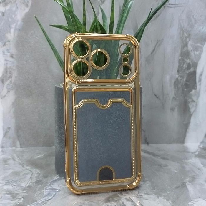 iPhone 17 Pro. Накладка, Heavy Armor TPU Card, золотистые края
