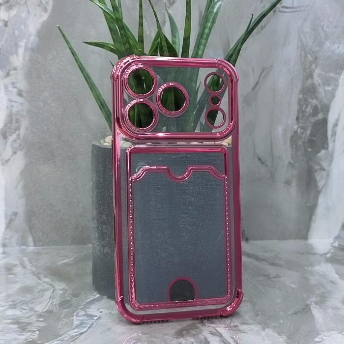 iPhone 17 Pro. Накладка, Heavy Armor TPU Card, розовые края