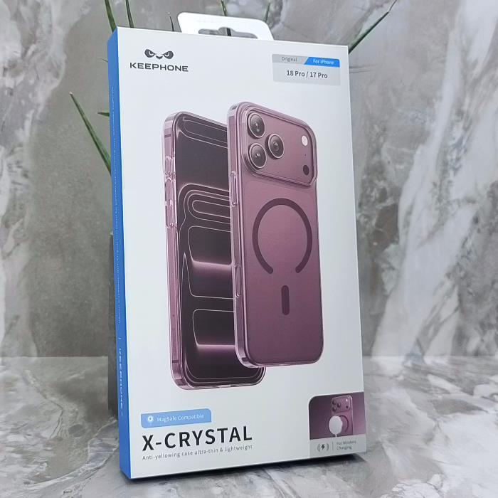 iPhone 17 Pro/18 Pro. Накладка, Keephone X-CRYSTAL, бордовый