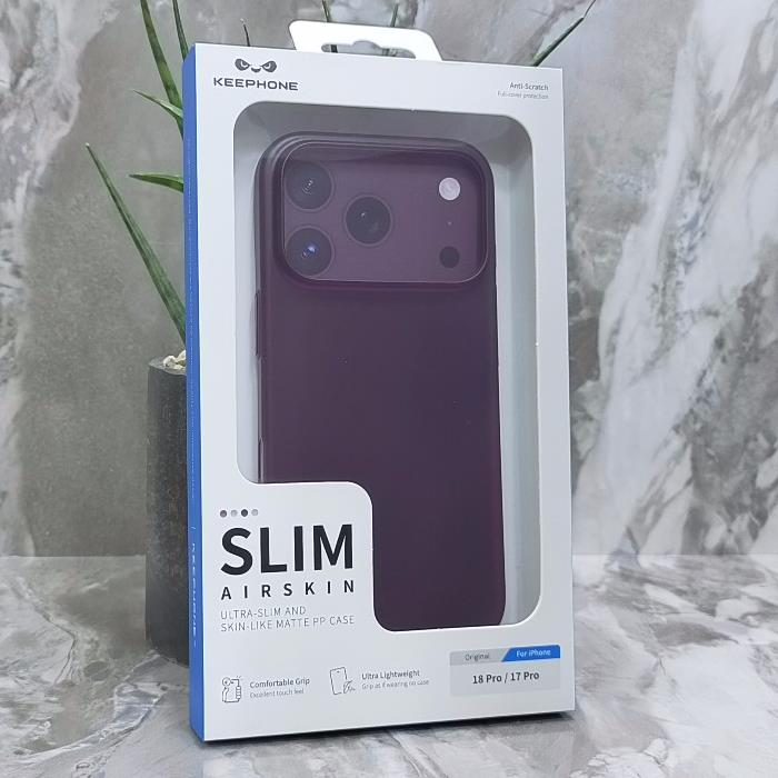 iPhone 17 Pro/18 Pro. Накладка, Keephone Slim Airskin, полу-прозрачный, бордовый