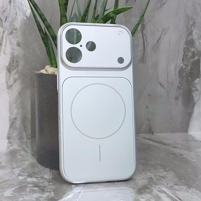 iPhone 17. Накладка, PC Imitation Matte Camera Glass Mag, серебристый