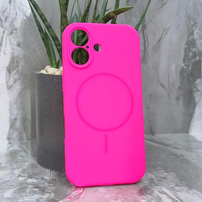 iPhone 17. Накладка, Silicone Slim Mag, ярко-розовый
