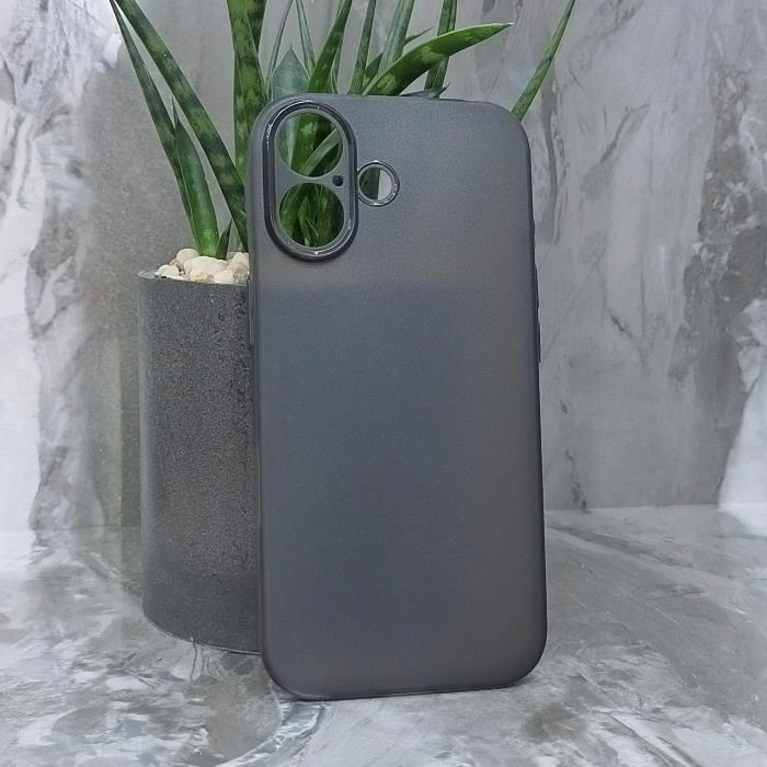 iPhone 17. Накладка, Slim Soft Matte, ультра-тонкий, черный полу-прозрачный