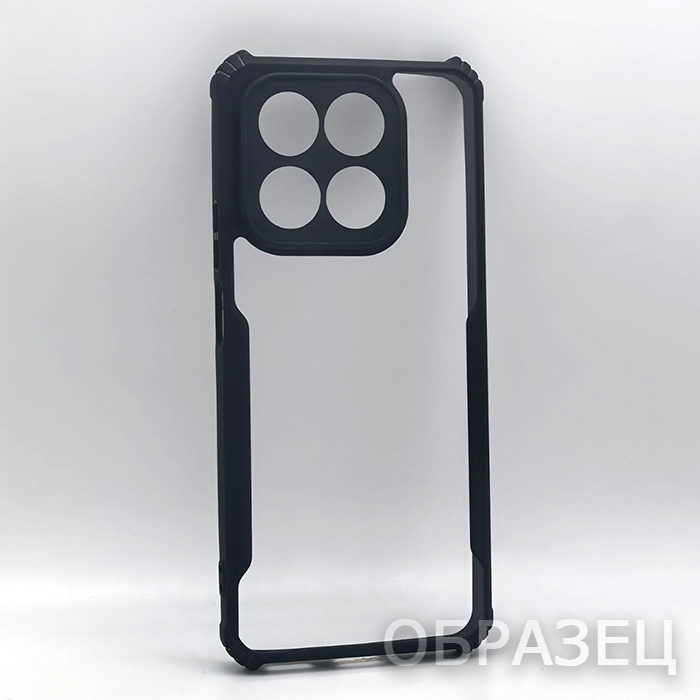 Huawei Honor X7d. Накладка, Clear Slim Armor, черная рамка, прозрачный