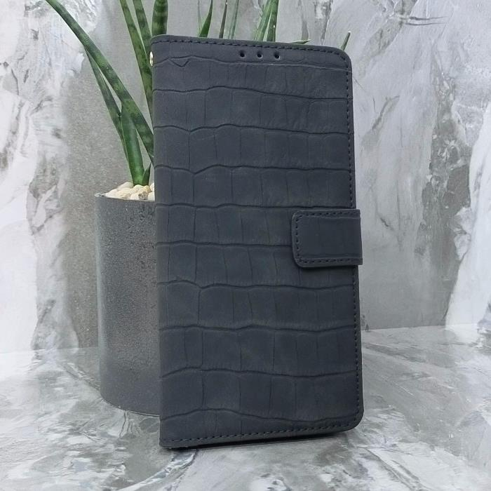 Xiaomi Redmi Note 15/POCO M8 5G. Книжка, Classic Croc Leather, черный