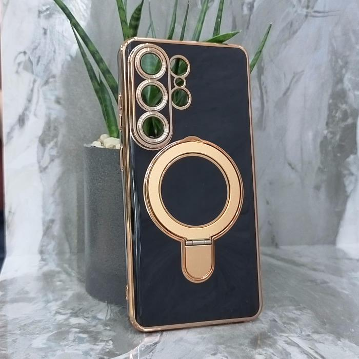 Samsung S26 Ultra. Накладка, Yugoif Camera Big Ring, черный и золотой