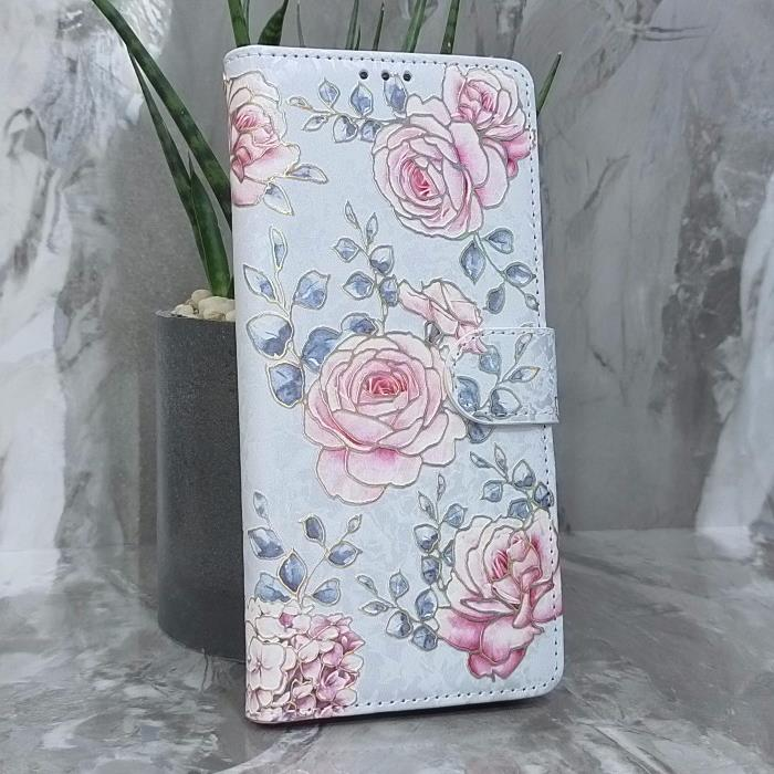 Samsung S26 Ultra. Книжка, Розы, золотой контур, серая