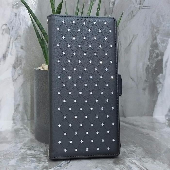 Samsung S26 Ultra. Книжка, Many Diamonds, магнит сбоку, черный