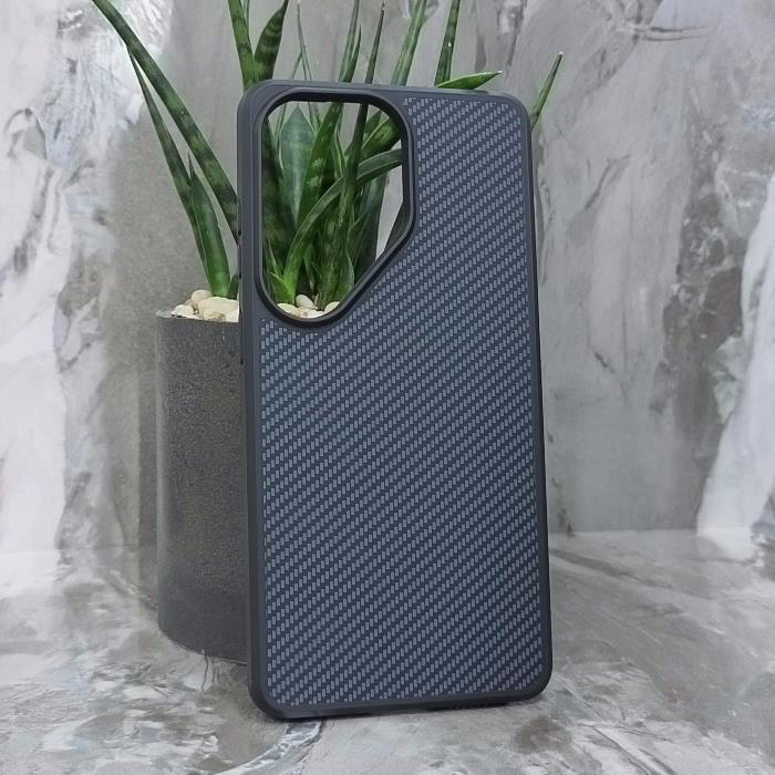 Samsung S26 Ultra. Накладка, Carbon TPU, текстура карбон, плотный силикон, черный