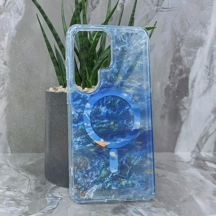 Samsung S26 Ultra. Накладка, BST IMD Mag, Морской рисунок, перламутровый синий