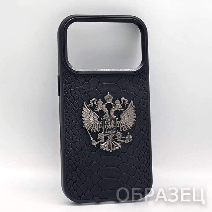 Samsung S26. Накладка, Snake Leather Metal Camera, Герб, черный