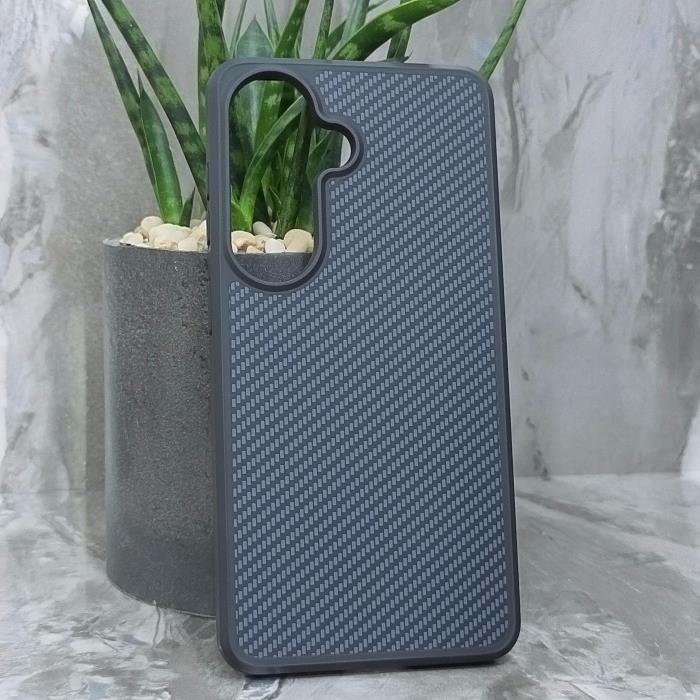 Samsung S26. Накладка, Carbon TPU, текстура карбон, плотный силикон, черный