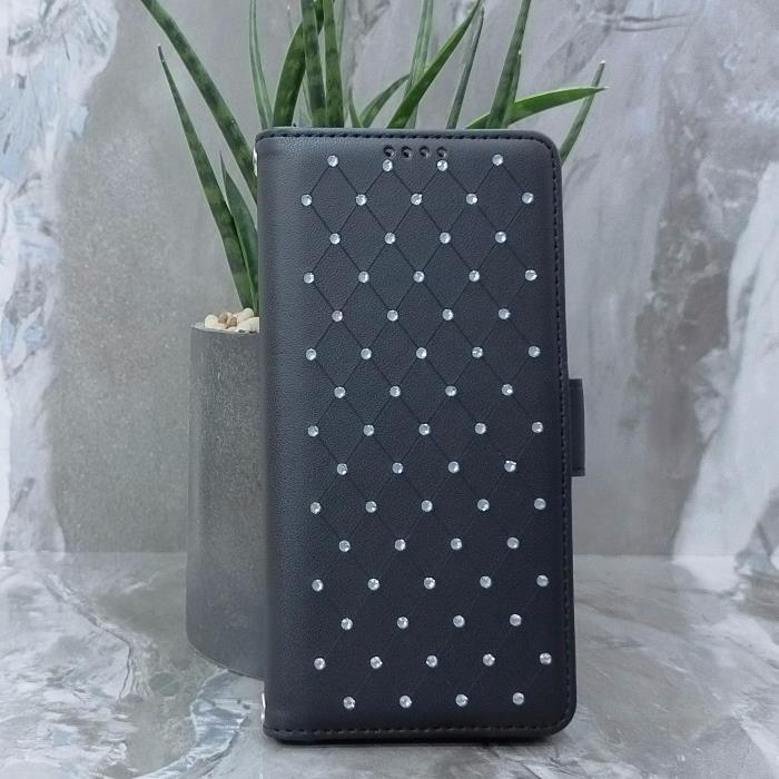 Samsung S26. Книжка, Many Diamonds, магнит сбоку, черный
