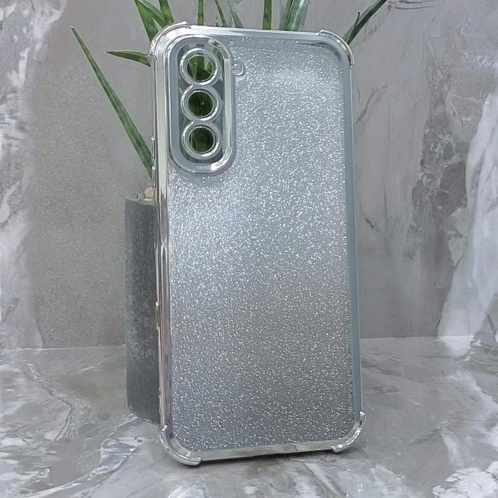 Infinix HOT 70. Накладка, Heavy Armor TPU, вкладка с блестками, серебристые края