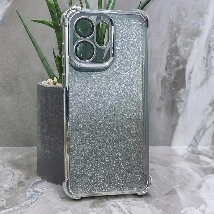 Huawei Honor X6d. Накладка, Heavy Armor TPU, вкладка с блестками, серебристые края