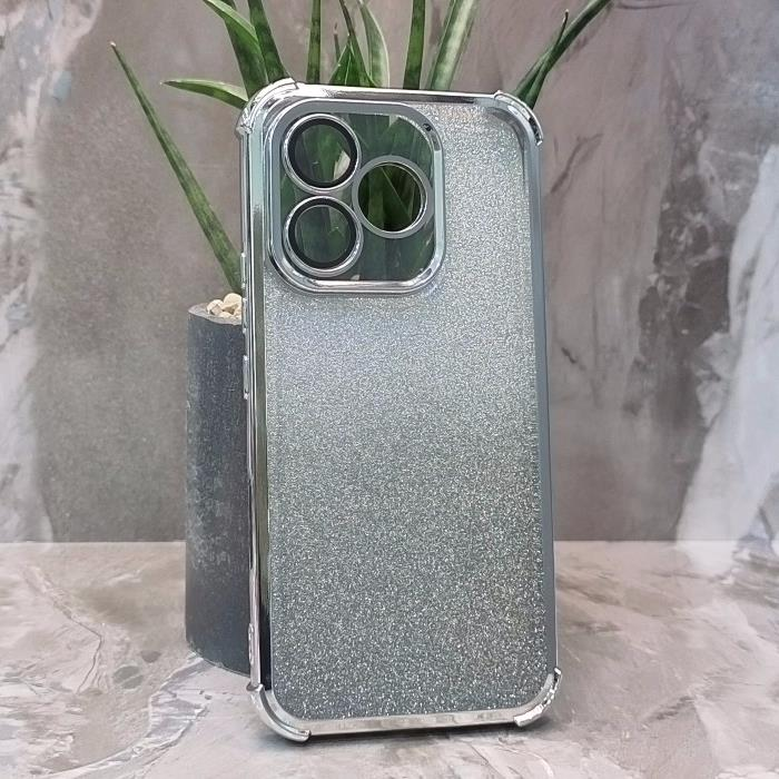 Huawei Honor 600 Lite. Накладка, Heavy Armor TPU, вкладка с блестками, серебристые края
