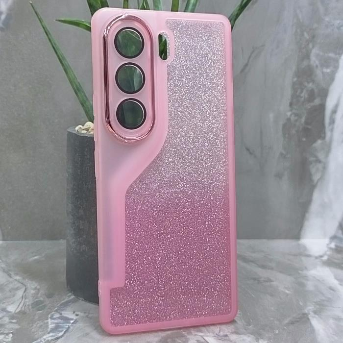 Tecno Camon 40 Pro 5G. Накладка, Matte Edges Shine, вкладка с блестками, розовый
