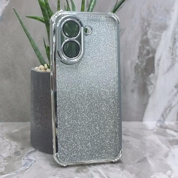 Huawei Honor X7е. Накладка, Heavy Armor TPU, вкладка с блестками, серебристые края