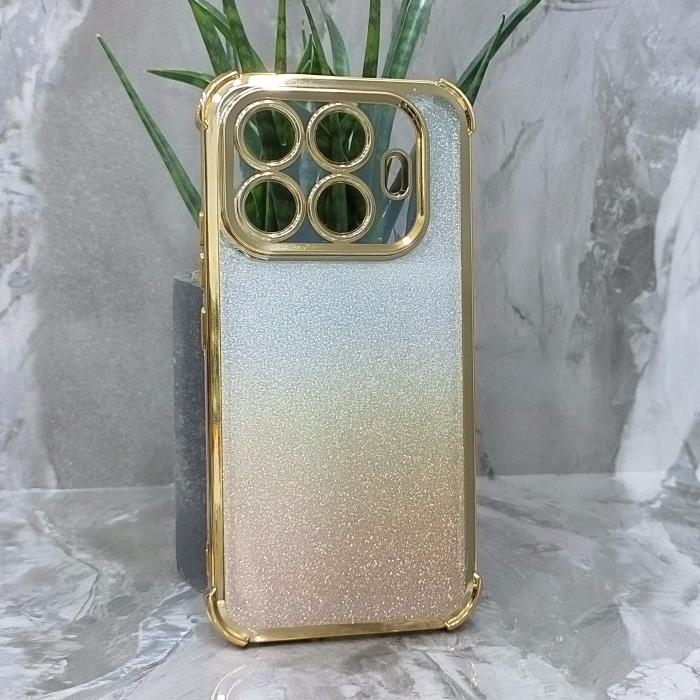 Xiaomi 17T. Накладка, Heavy Armor TPU, вкладка с блестками, золотистые края