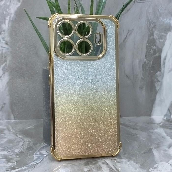 Xiaomi 17T Pro. Накладка, Heavy Armor TPU, вкладка с блестками, золотистые края