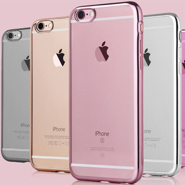 iPhone 6 Plus/6s Plus. Накладка, силикон, прозрачный, красные края