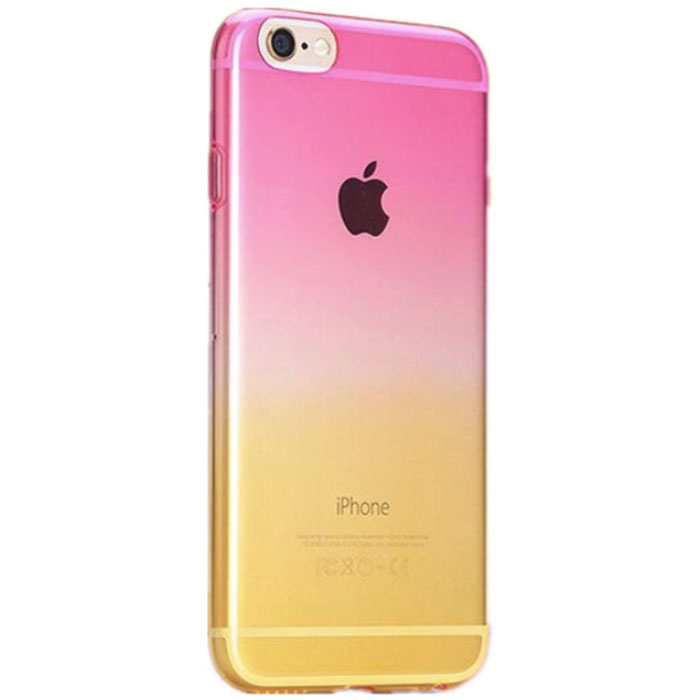 iPhone 6 Plus/6s Plus. Накладка, силикон, Gradient, желтый и розовый