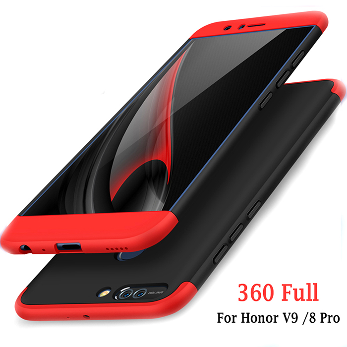 Huawei Honor 8 Pro. Накладка, пластик, спереди и сзади, 360, черный и красный