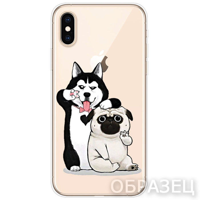 Samsung J1 2016. Накладка, силикон, Simple Print, Хаски и Мопс