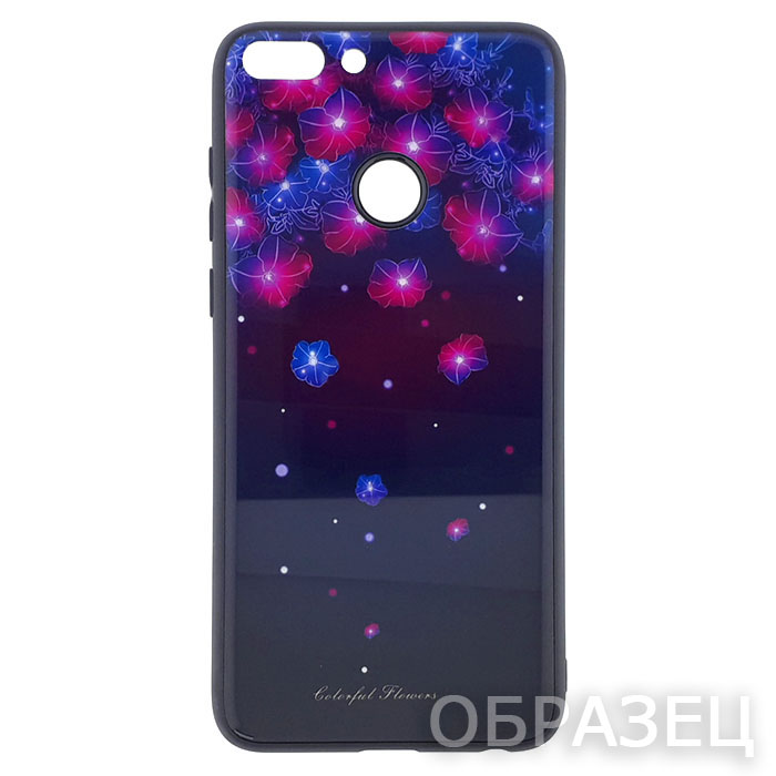 Huawei Honor 9. Накладка, силикон + стекло, Midnight Flowers