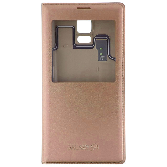 Samsung S5. Книжка, S-View, розовое золото
