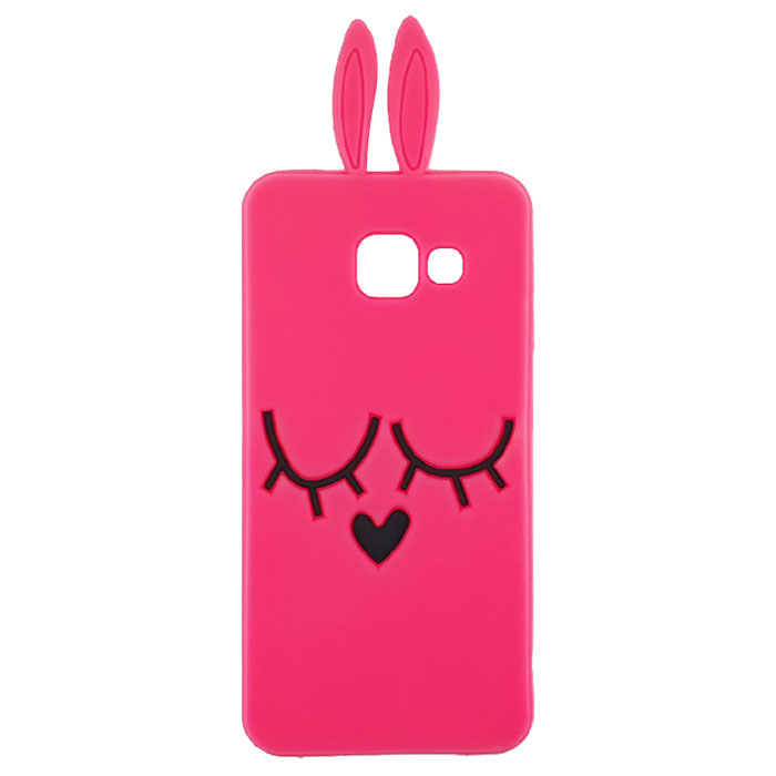 Samsung J1 Mini. Накладка, силиконовый персонаж, bunny cilia, розовый