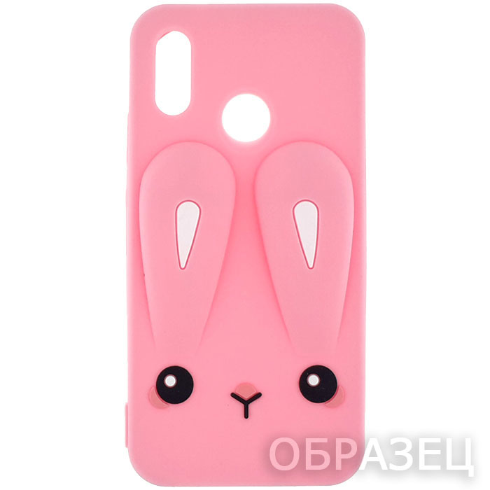 Huawei Honor 6C Pro. Накладка, силиконовый персонаж, заяц, розовый