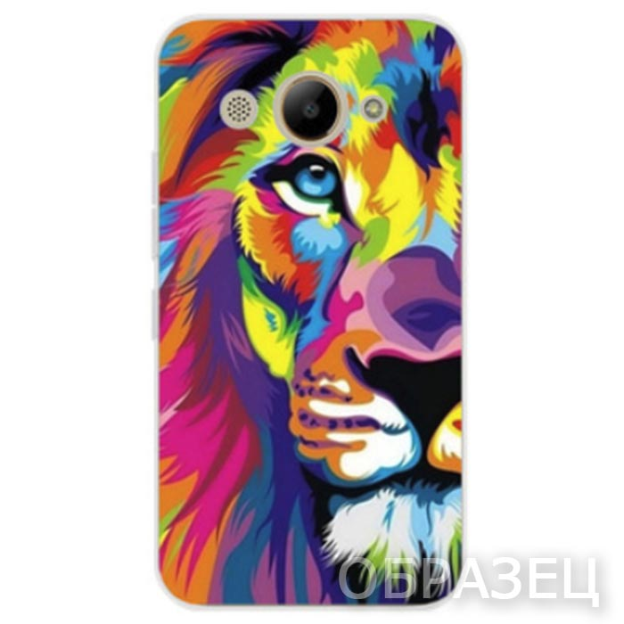 Huawei Y5 2017. Накладка, силикон, Simple Print, Лев разноцветный