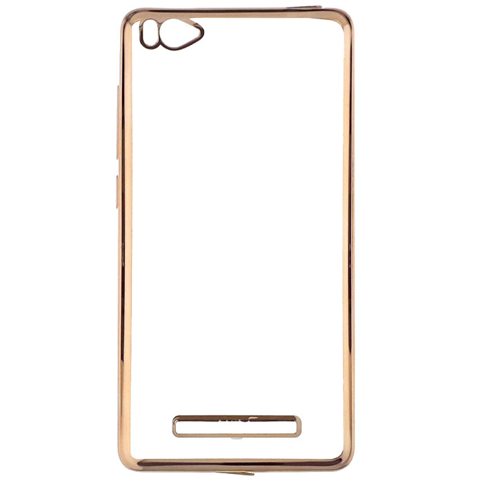 Xiaomi 4i/4c. Накладка, силикон, прозрачный, золотые края