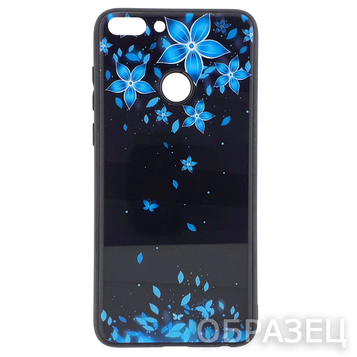 Huawei Honor 8 Lite. Накладка, силикон + стекло, Цветы и Бабочки