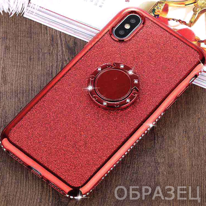 Samsung J7 2016. Накладка, силикон, Fashion Ring, красный 