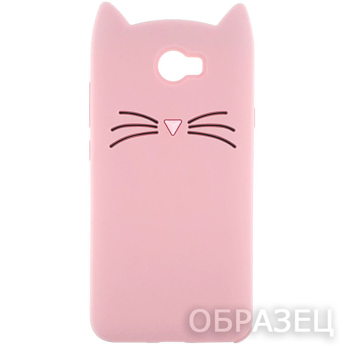 Samsung S6 Edge. Накладка, силиконовый персонаж, Кот, светло-розовый