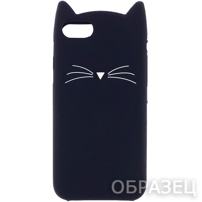 Samsung S6 Edge. Накладка, силиконовый персонаж, Кот, черный