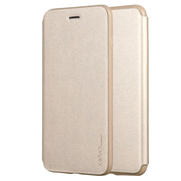 Samsung A7 2017. Книжка, X-Level Slim, золотой