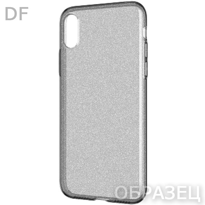 Samsung A8 (2018). Накладка, DF Glitter, прозрачный черный