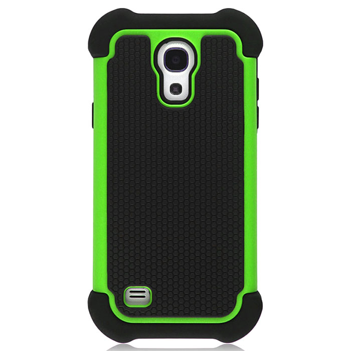 Samsung S4 Mini. Накладка, противоударный, силикон + пластик, зеленый