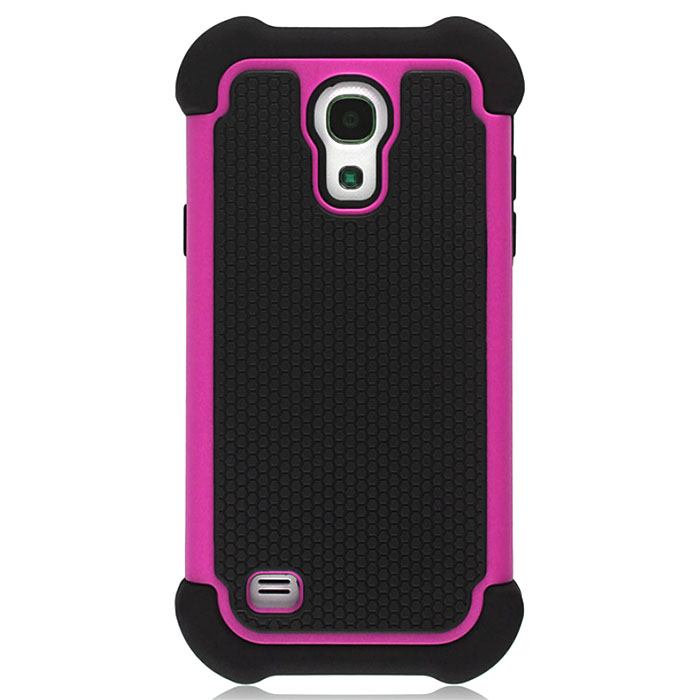 Samsung S4 Mini. Накладка, противоударный, силикон + пластик, розовый