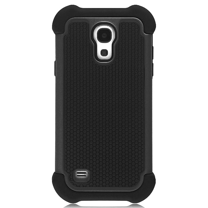 Samsung S4 Mini. Накладка, противоударный, силикон + пластик, черный