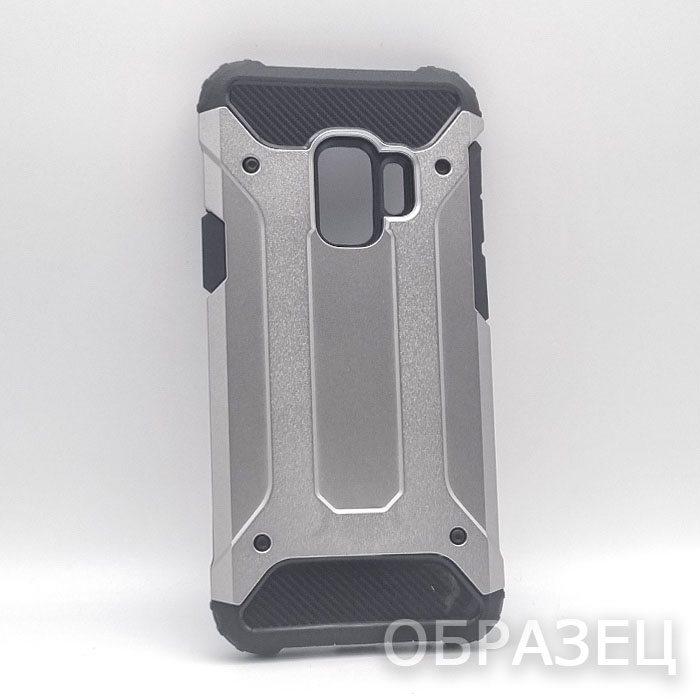 Samsung S9. Накладка, противоударный, тип 4, серебристый