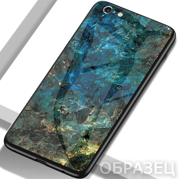 Huawei P20. Накладка, силикон + стекло, Изумрудный Мрамор