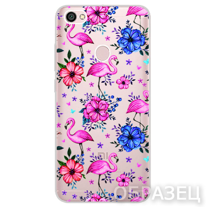 Huawei Y9 2018. Накладка, силикон, Simple Print, Фламинго и Цветы