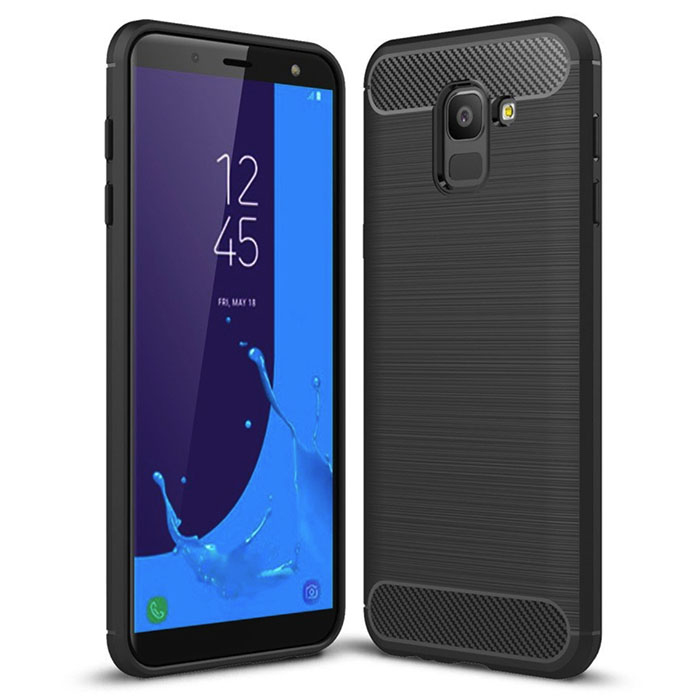 Samsung J6 2018. Накладка, силикон, Rugged Armor, черный